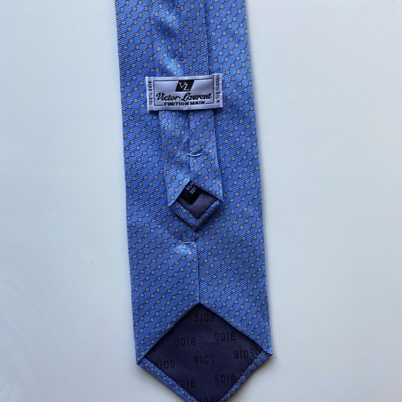 Victor Laurent 100% SILK blue Tie - Picture 2 of 2